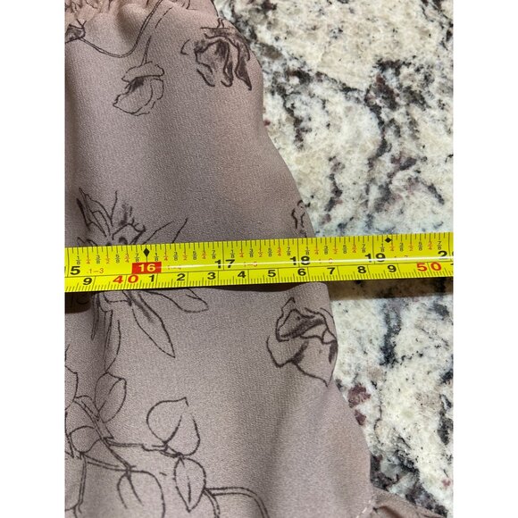 C by One Womens Mini Skirt Beige Brown Medium Ruffled Tiered Floral Y2K Boho - Picture 9 of 11